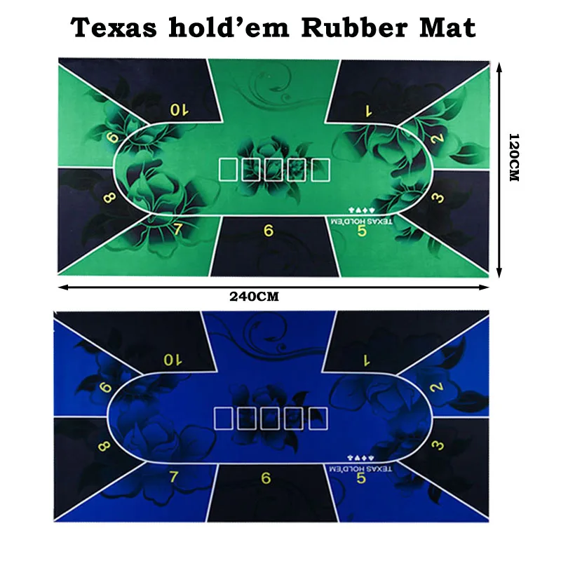 

1pc Texas hold'em Rubber Mat Poker table Top Casino Game Mat Digital printing size 240cmx120cm with carry bag