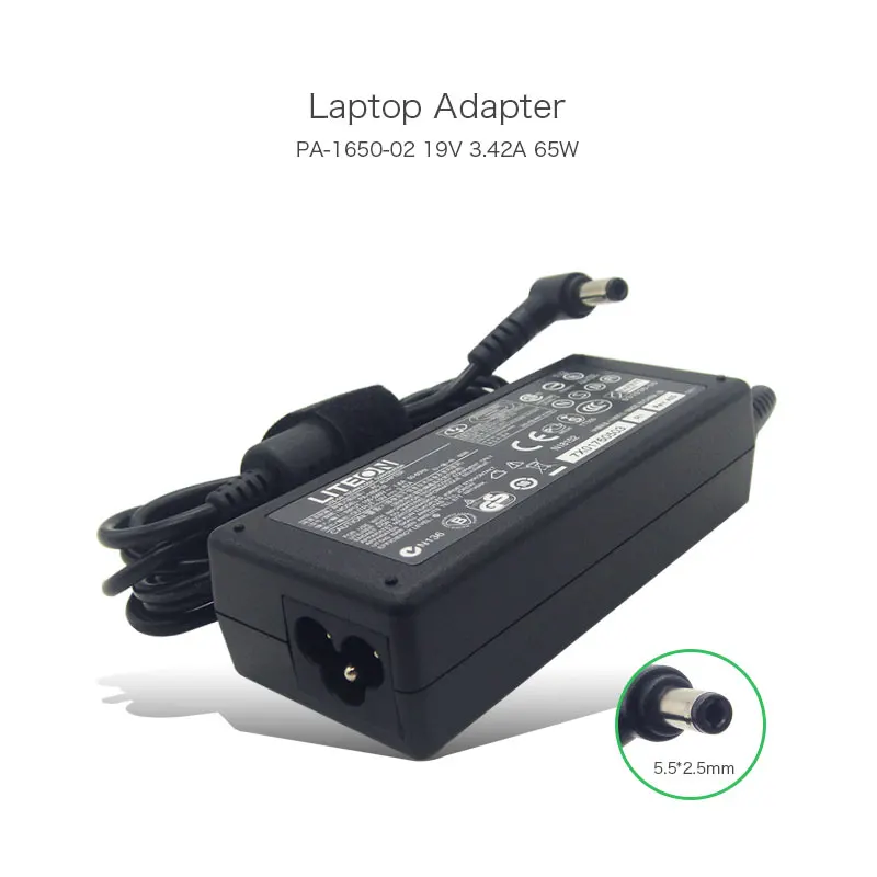 Оригинал 19V 3.42A 65 Вт 5 5*2 мм PA 1650 02 Универсальный Liteon Адаптер переменного тока