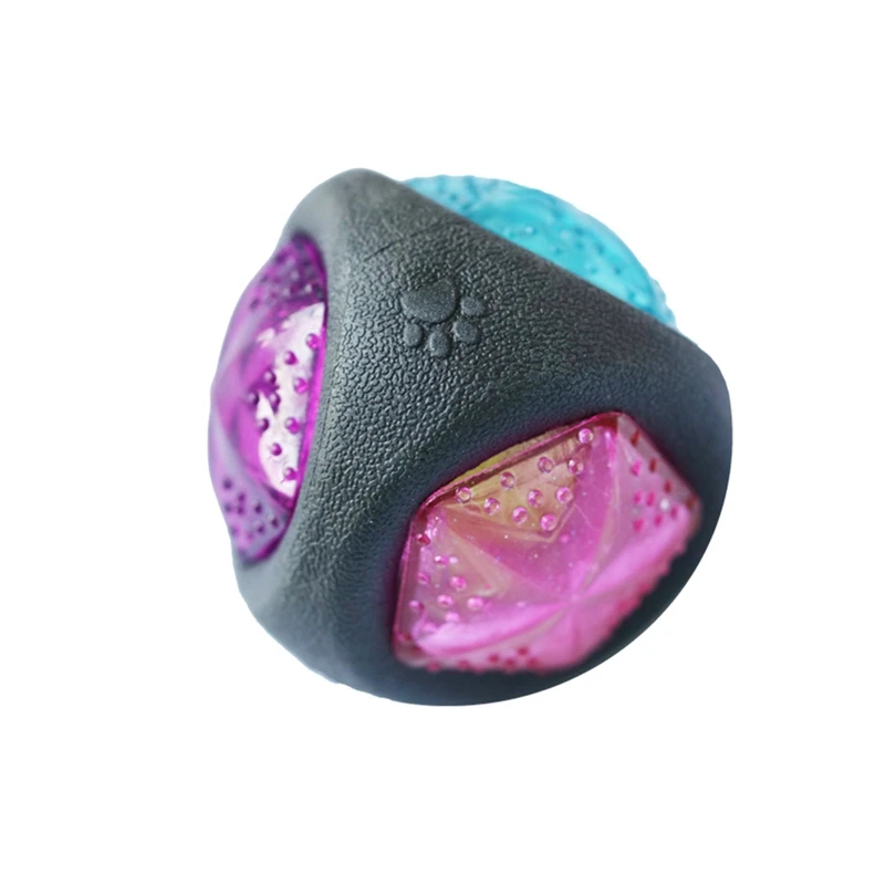 Pet Chew Toy Glow in The Dark Ball with Strips for Pets Thermo Plastic