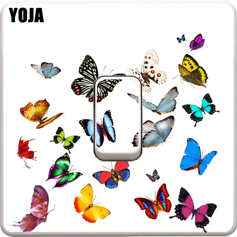 Yoja Purpura Flores Y Mariposas Dibujos Animados Ninos Habitacion Decoracion Del Hogar Pegatina Para Interruptor De Dibujos Animados Pared Calcomania 8ss0376 Aliexpress
