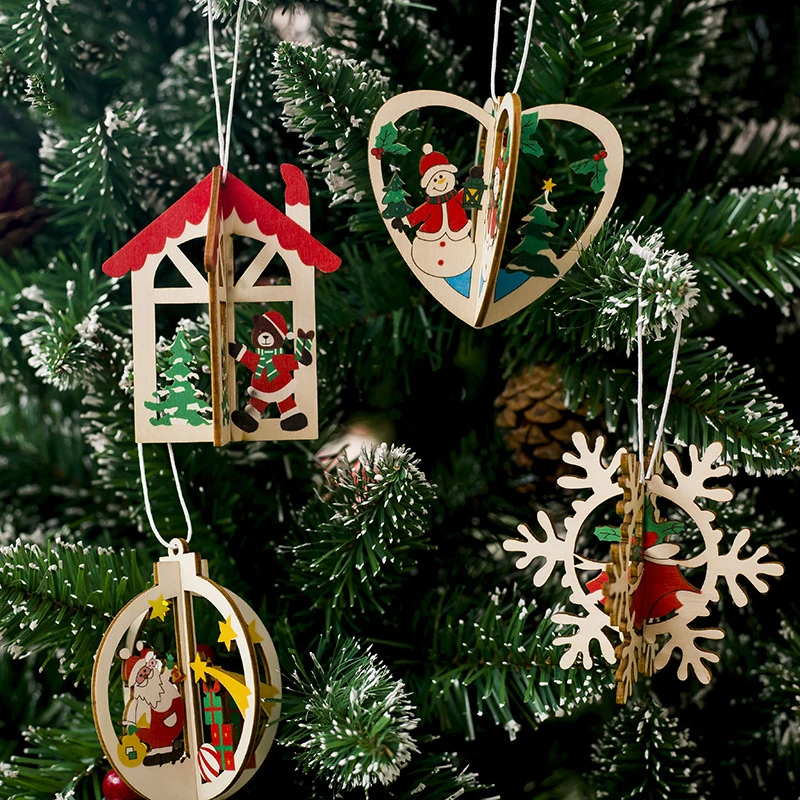 Aliexpress.com : Buy Christmas Wooden Hanging Decoration Three ...