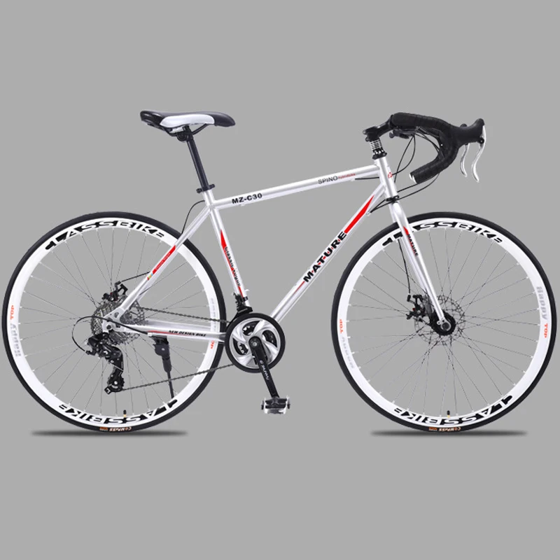Discount 700c road bike 21 27 and 30 variable speed double disc brake ultra light Aluminum alloy road bike adult bicycle 1
