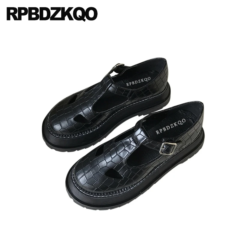

Chinese Mirror Patent Leather Elevator Ladies 2019 Creepers Platform Shoes Black Muffin Brand Thick Sole Hollow Out Snake Women