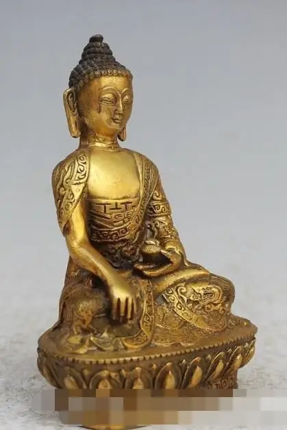 

S1173 6" chinese Tibet Buddhism Temple Bronze brass Sakyamuni Tathagata Buddha statue