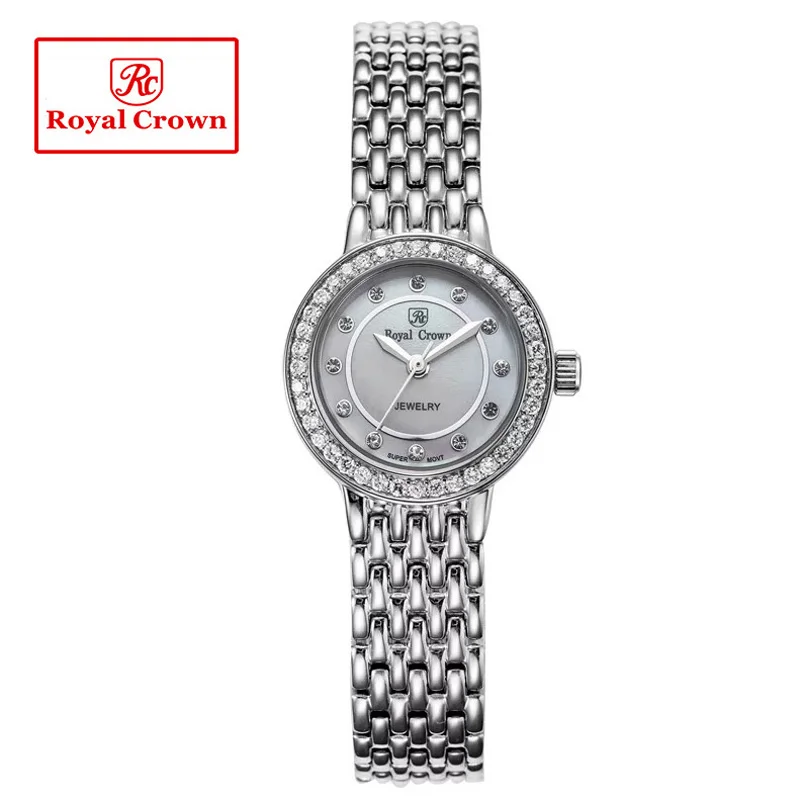 Женские японские кварцевые часы Royal Crown изысканные модные под платье ювелирный
