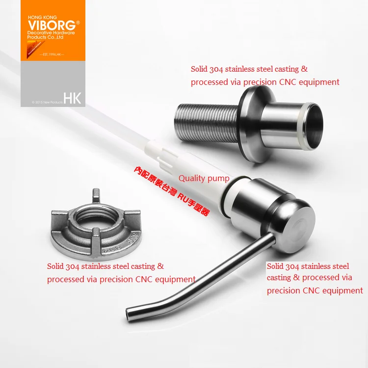 Kaufen VIBORG Deluxe Solide 304 Edelstahl Casting Küche Waschbecken Seife Spender Flüssigkeit Seife Spender, gebürstet
