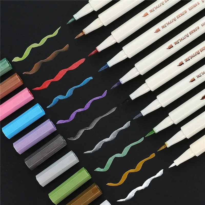 10 Colors 10 цветов STA Doodle металлические школьные товары для рукоделия маркеры Кисть ручка Fineliner Перманентная доска для письма маркерами маркер 04312 - Цвет: 10 Colors