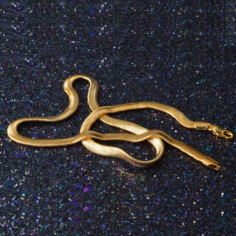 Классического золотого цвета змея цепи цепочки и ожерелья для мужчин женщин 6 мм ширина Прохладный звено ювелирные изделия дропшиппинг