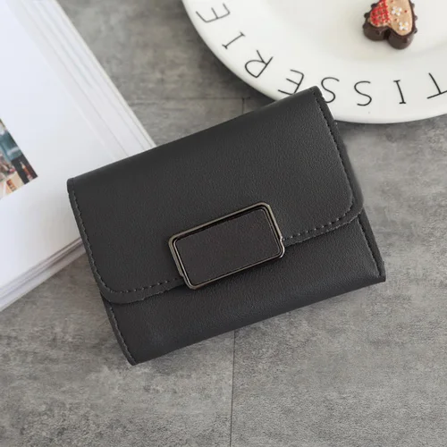 Кожаный маленький женский кошелек porte monnaie femme Мини женские кошельки короткий клатч портмоне держатель для кредитных карт - Цвет: Черный
