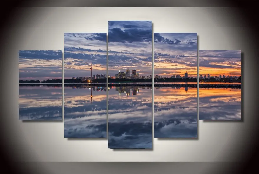 

Large Canvas Wall Art Downtown Toronto 5 Piece Picture Print Poster On Canvas Painting for Living Room Unframed Romantic Poster