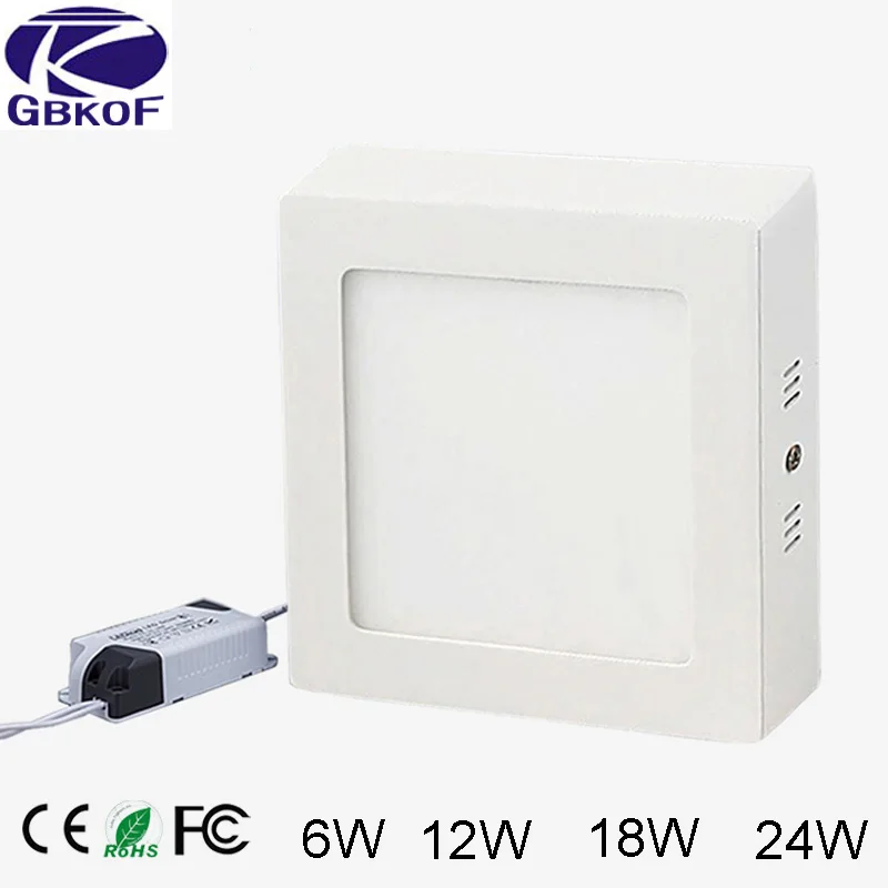 Diseño moderno cuadrado 6 W 12 W 18 W 24 W LED Panel de luz de superficie montado techo Downlight lámpara del bulbo 2835smd lámpara lamparas luminaria Diseño moderno cuadrado 6 W 12 W 18 W 24 W LED Panel de luz de superficie montado techo Downlight lámpara del bulbo 2835smd lámpara lamparas luminaria