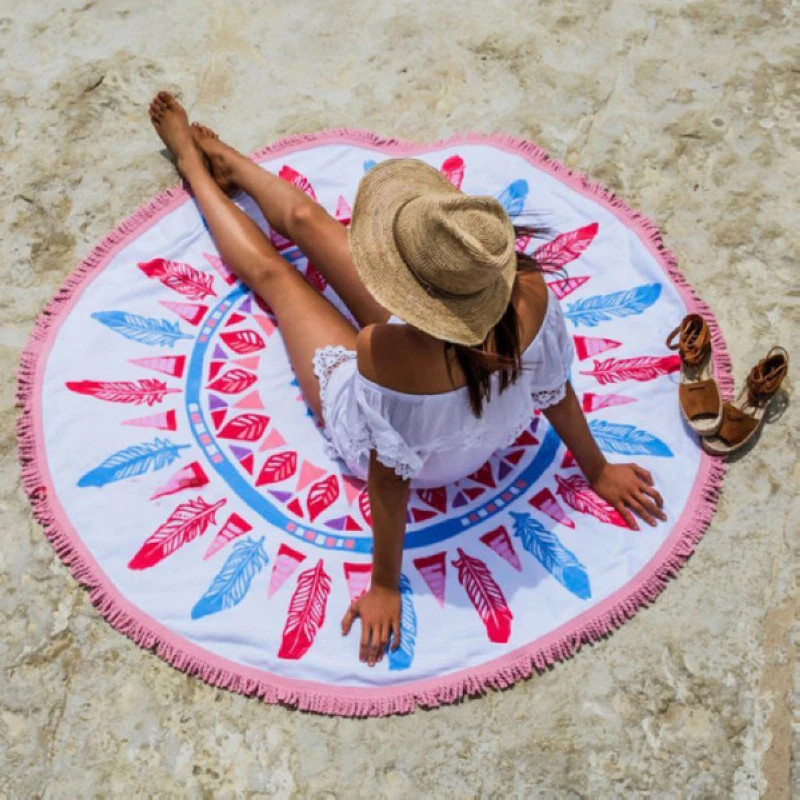Bath Towel Round Beach Tassel Towels Summer Microfiber Bohemian style