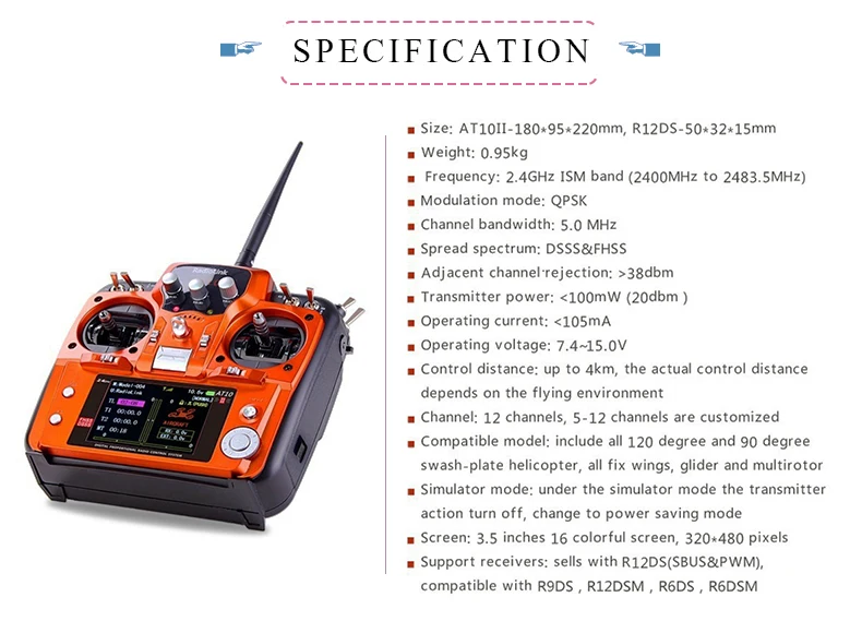 RadioLink AT10 II 2,4 Ghz 12CH дистанционный передатчик с R12DS приемником PRM-01 модуль возврата напряжения батарея RC сделано Квадрокоптер