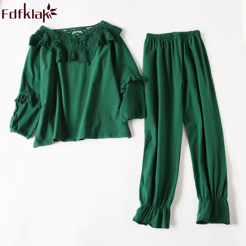 

Fdfklak Cotton Green Pijama Women For Summer Nightwear Set Pijama Mujer Sexy Pyjama Women Spring Fashion Sleepwear Sets Q866