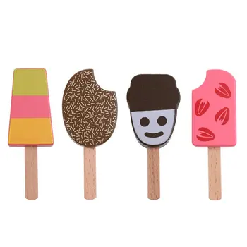 

4pcs Wooden Mini Simulation Ice Cream Kitchen Pretend Play Role Playing Game Educational Toys Birthday Gift for Children Kids