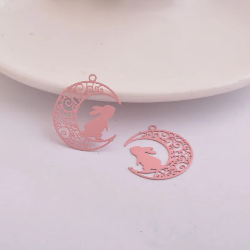 50 шт. AC6190 21*21 мм Луна Подвески-шармы, кролики для самостоятельного изготовления ювелирных изделий ручной работы - Окраска металла: Pink