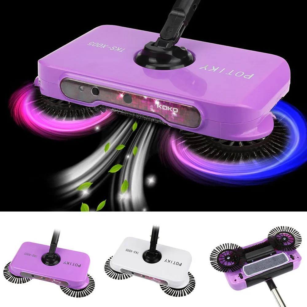 

Spin Hand Push Broom Sweeper Household Dust Collector Floor Surface Cleaning Mop 29x15cm adjustable convenient