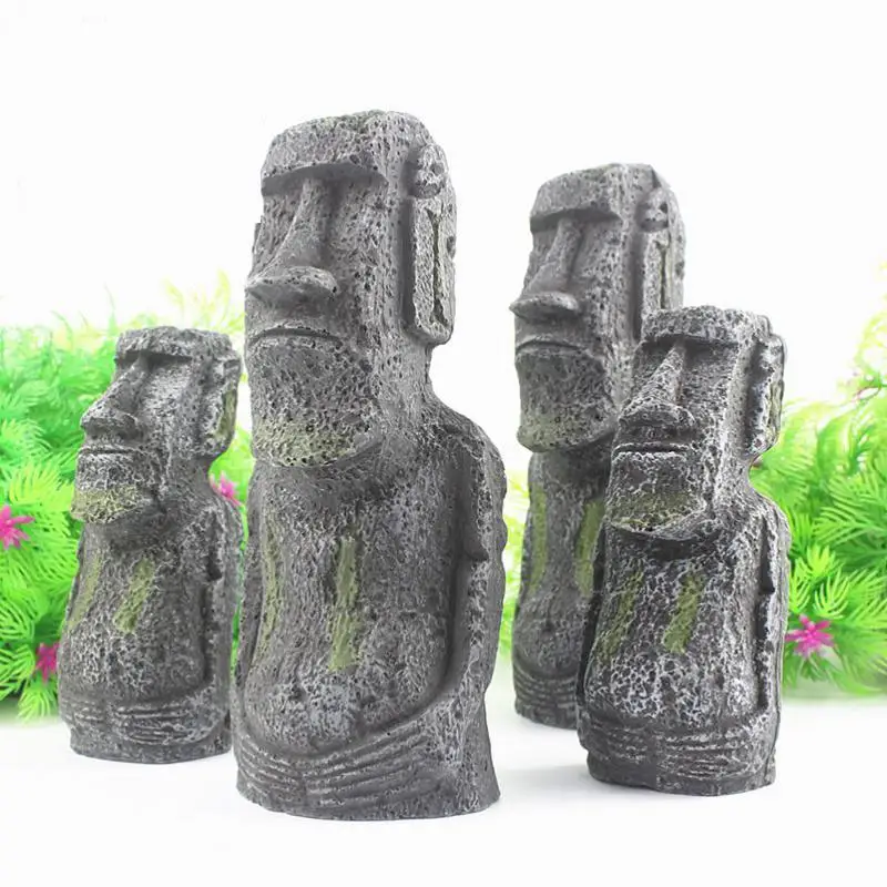 

Resin Artificial Easter Island Statue Aquarium Decoration Underwater Landscaping Craft Ornament Decor For Aquarium Fish Tank