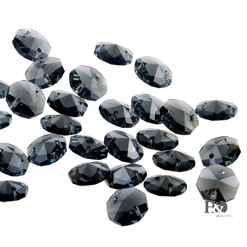 500 шт. серый 14 мм DIY восьмиугольная бусины стекло кристалл Подвески на люстру в 2 отверстия для бусины Цепочка Свадебная вечеринка Декор