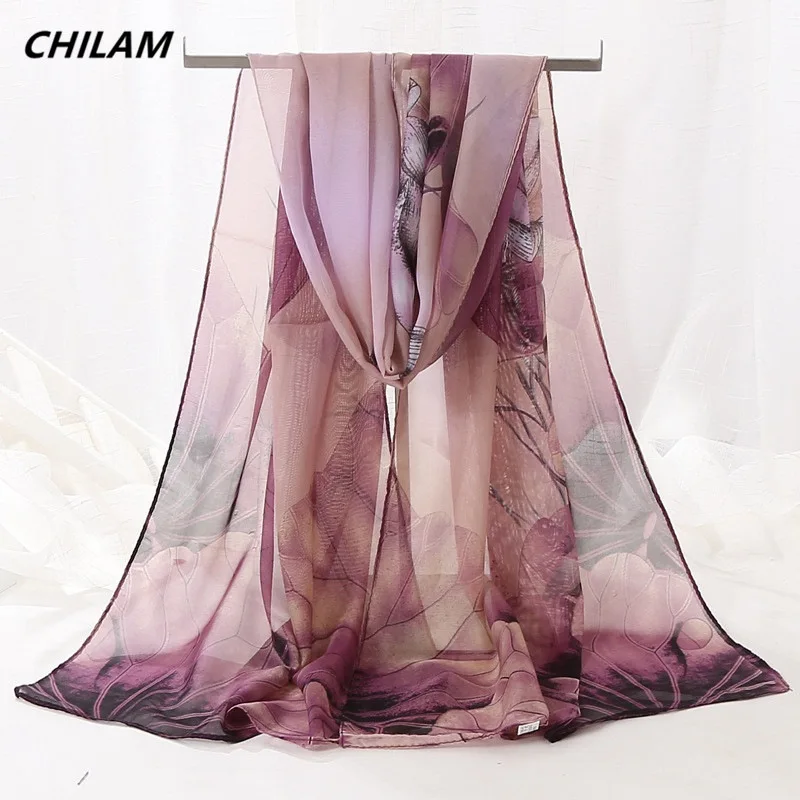 

2019 NEW fashion chiffon scarf for women thin shawls and wraps spring summer Floraly long pashmina beach sunscreen stoles hijab