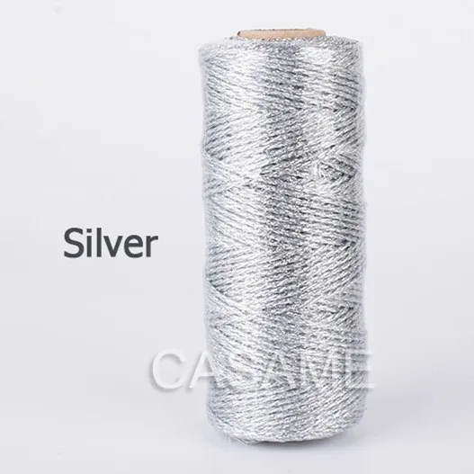 baker twine Striped 110yard12ply Striped DIY Metallic golden Gold Silver Twist Rope Baker Twines Craft Gift Packing spools