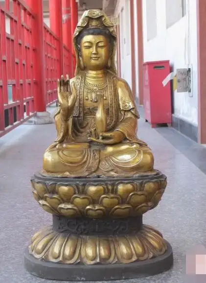 

S02595 26"Tibet Buddhist Bronze Gold South Sea kwan yin Avalokitesvara Quan Yin statue (B0413)