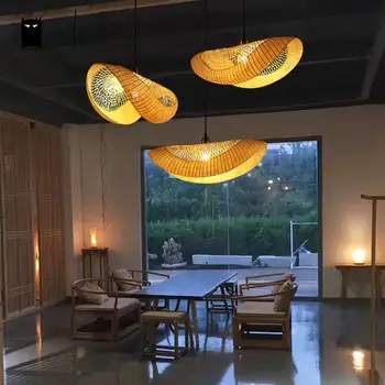 

Bamboo Wicker Rattan Cap Shade Pendant Light Fixture Vintage Fashion Hanging Ceiling Lamp Lustre Plafon Avize Luminaria Designer