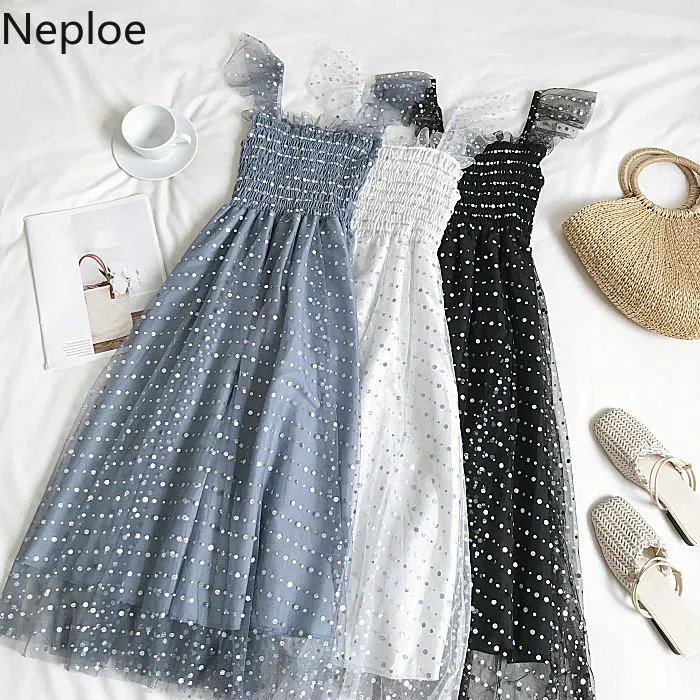 Neploe Новый bling блёстки летнее платье без рукавов марли для женщин платья 2019