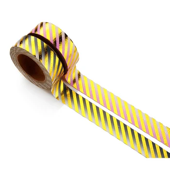 

1PCS Candy Hot stamping Striped Washi Tape DIY Decorative Tape Color Paper Adhesive Tapes Decorative sticker JD131