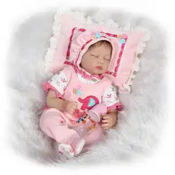 NPK спальный 22 дюймов Мягкие силиконовые возрождается куклы младенца реалистичной для маленьких девочек Кукла Карапуз магнитного рот