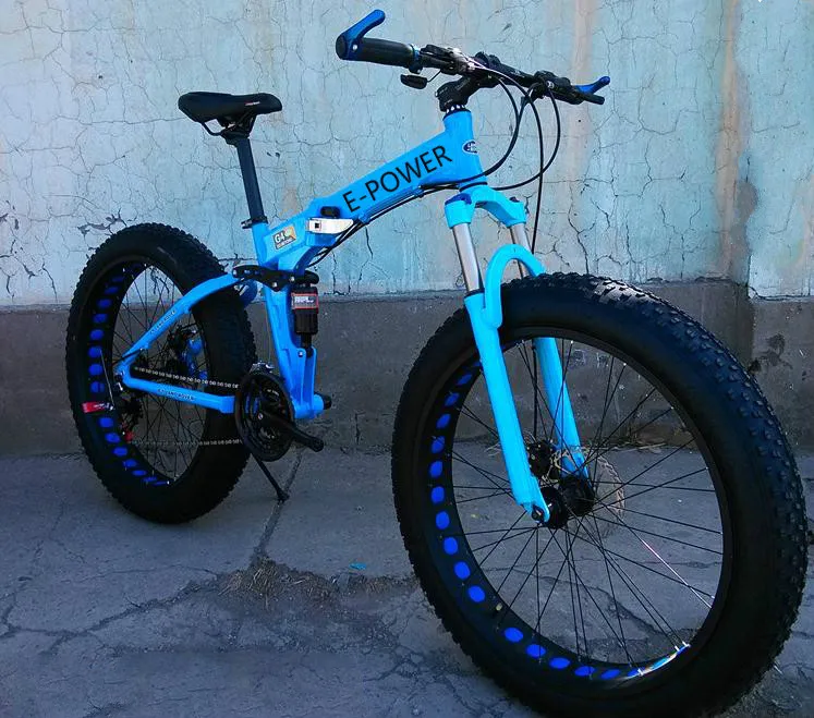 Cheap Kalosse Aluminum alloy   Folding bike  26*4.0 tires ,Full suspension  Fat bicycle ,snow mountain bike , 21/24/27/30 speed, 1