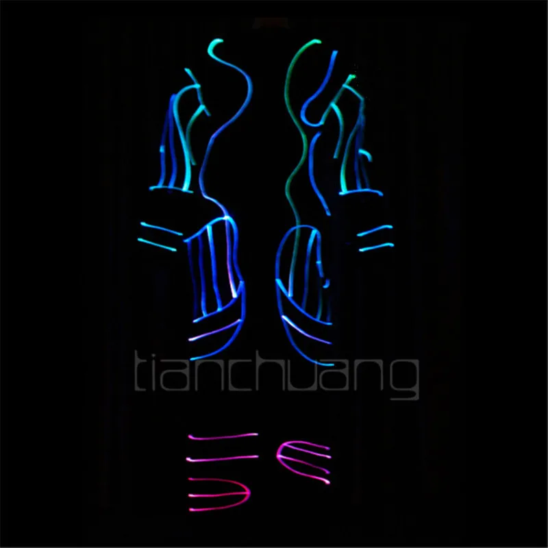 Compare TC-88 El cold wire Full color LED colorful lighting robot costumes dance ballroom LED stage wears dj Programmable clothing mens