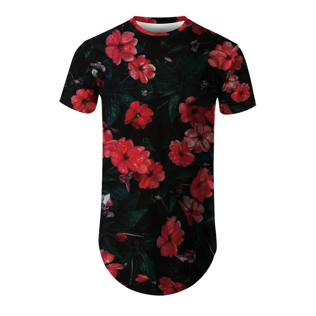 Flower Plus Size T-Shirts 2019 Summer Mens Clothing Round Neck Short Sleeve 3D Tee Top Fitness Tshirts Streetwear Male T-shirts