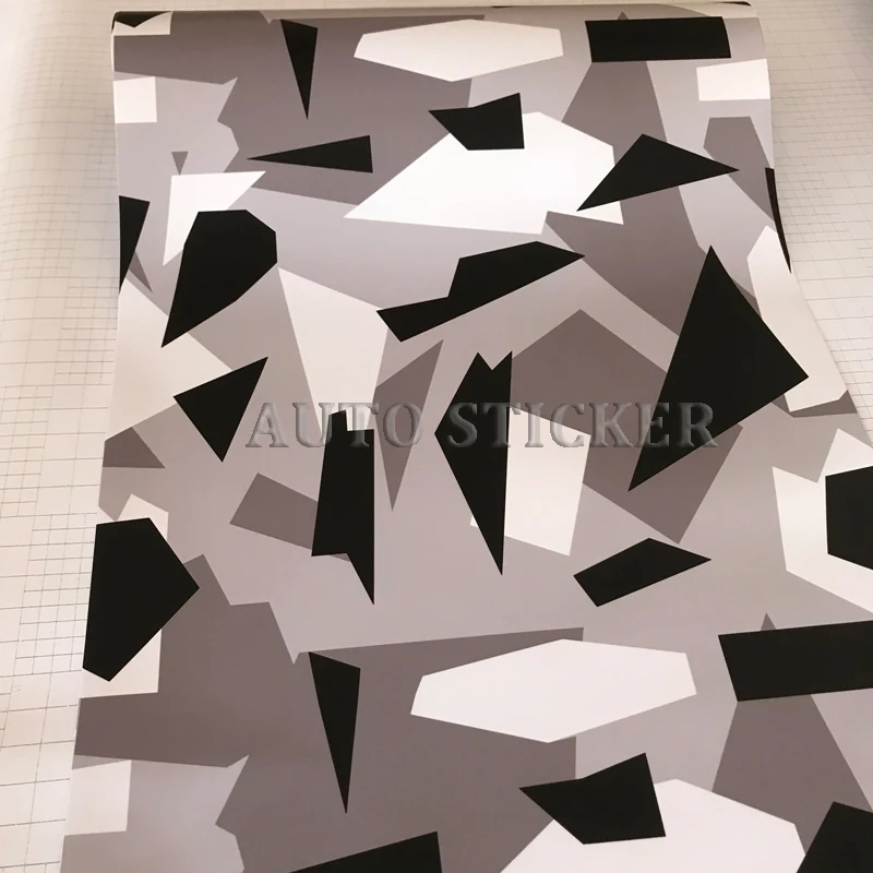 black white gray camo car vinyl wraps 3