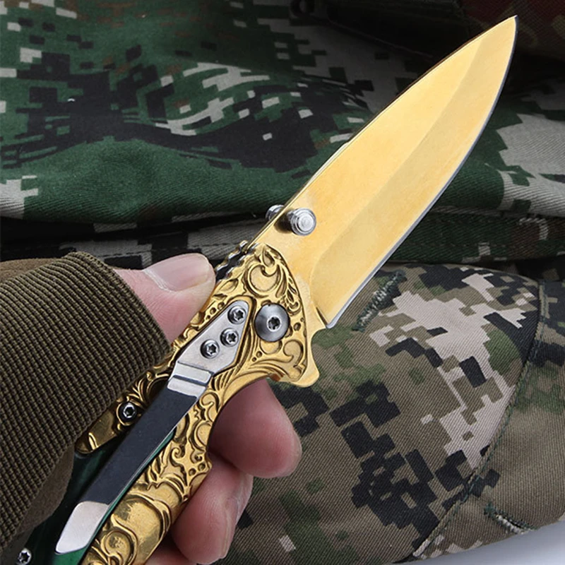 

2019 New Black Folding Blade Knife 5CR13 Stainless Steel Thickening Handle Self-Defense Titanium Pocket Karambit Tactical Knives