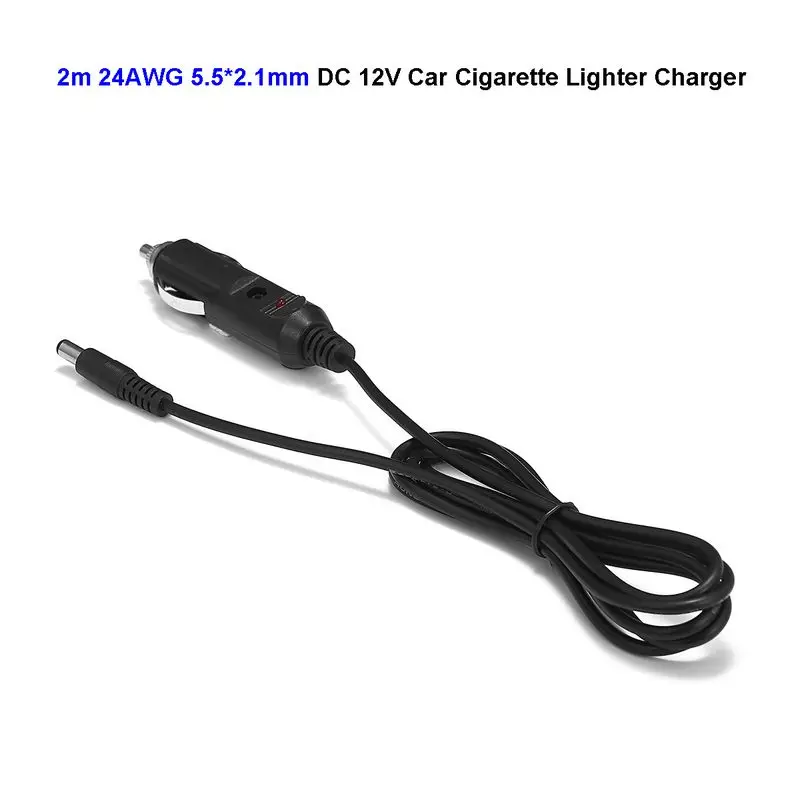 

DC 5.5x2.1mm 12V 24V Auto Car Cigarette Lighter Power Adapter Plug 2m Cable For Battery Charger LED Strip Light Car Air Purifier