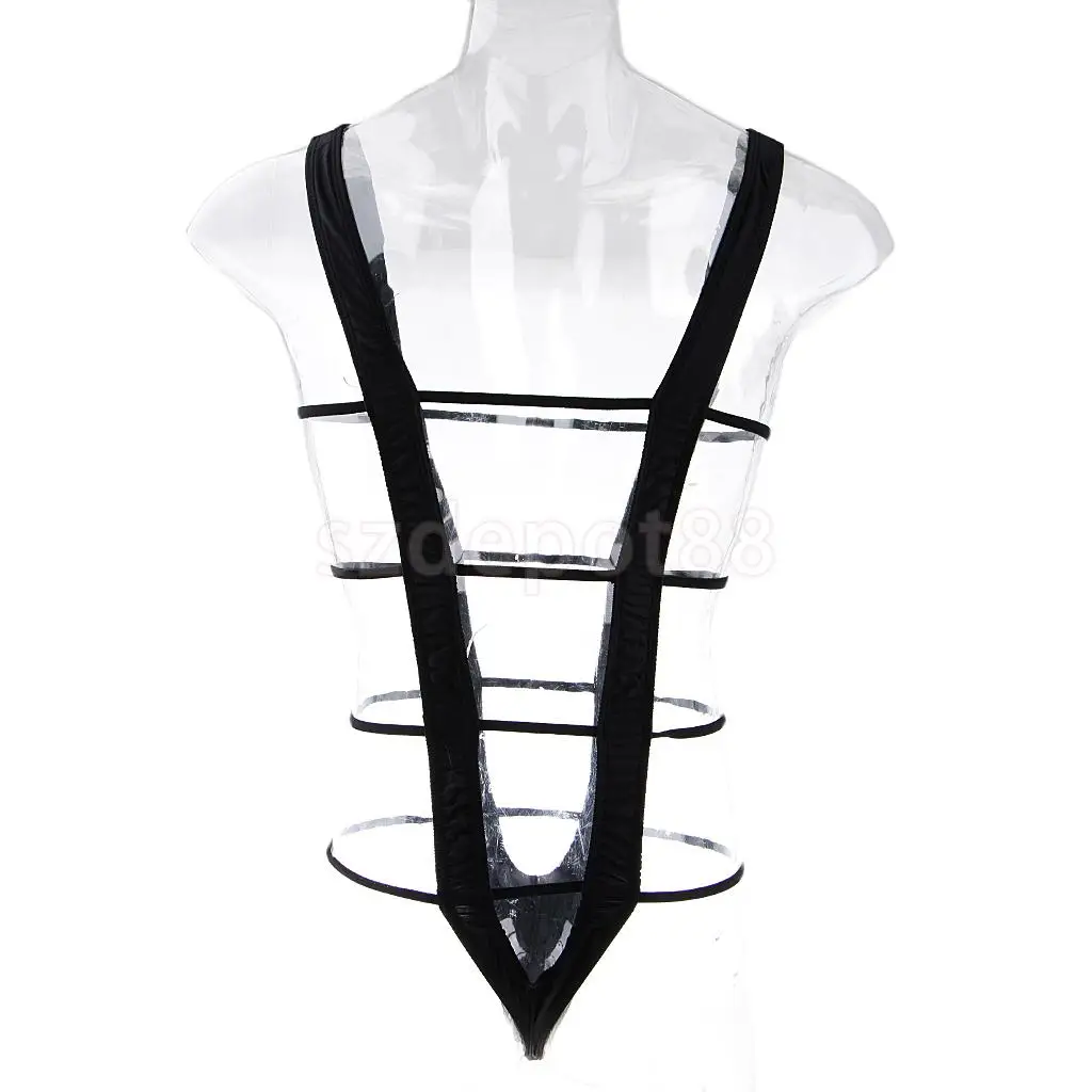 Men Sexy Pouch Thong Underwear Borat Mankini Harness Bikini Lingerie White/Black