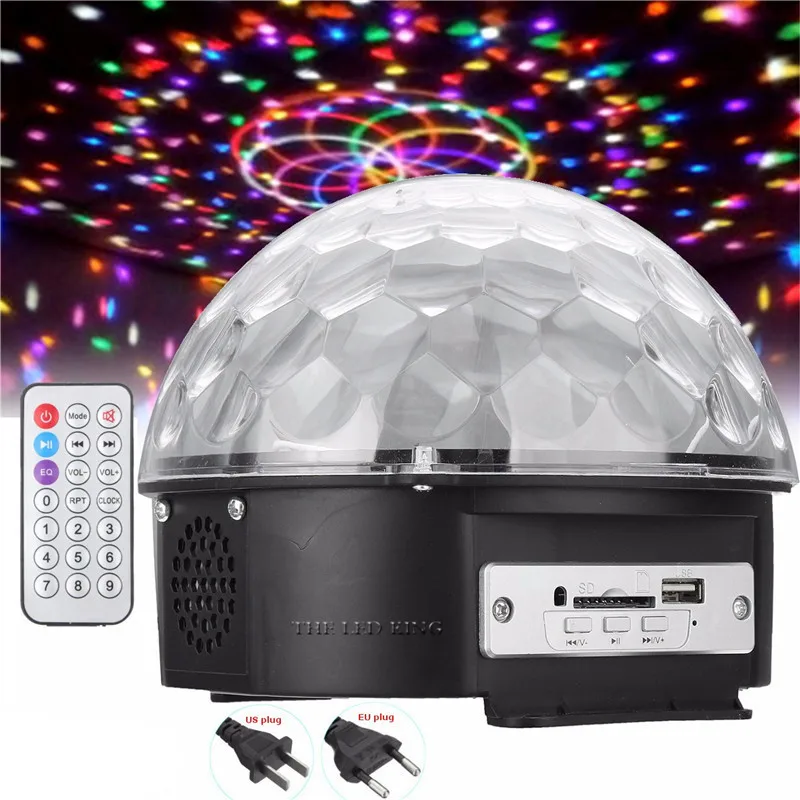 6 Colors MP3 Bluetooth Crystal Magic Ball Led Stage Lamp Disco Laser