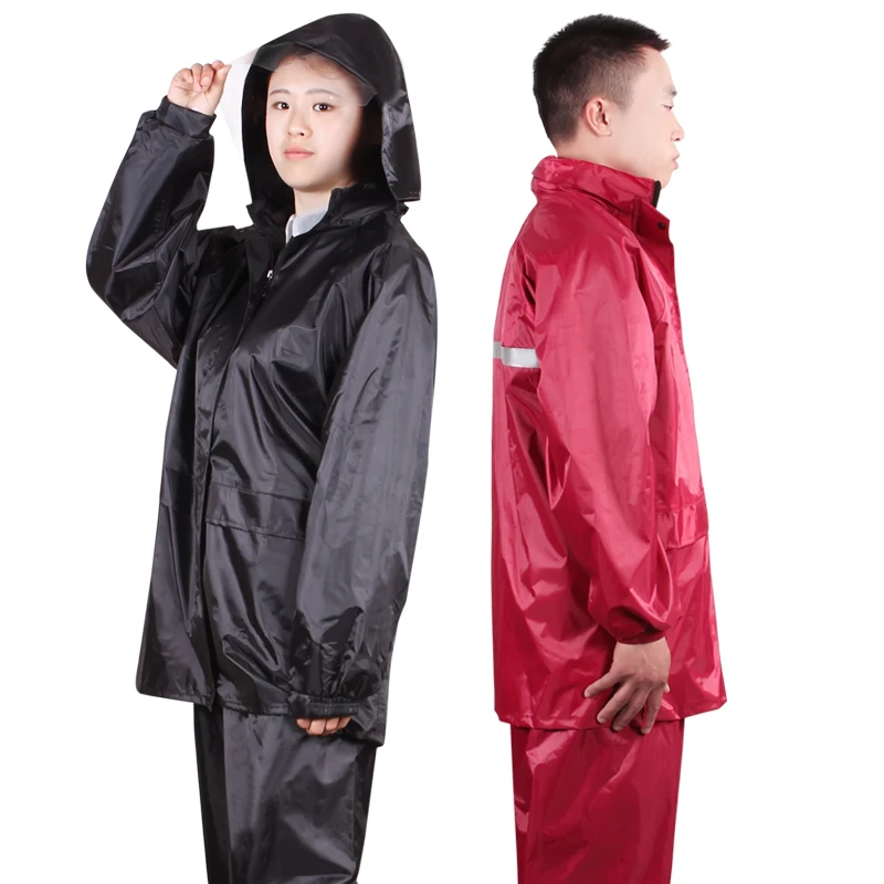 

Outdoor Oxford PVC Professional Adult Outdoor Raincoat Thicker Heavy Water Gear Fashion Sportswear Waterproof Rainsuit Unisex