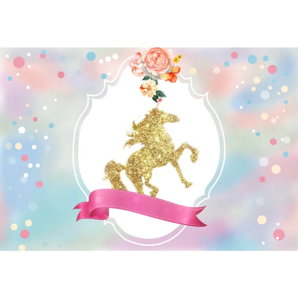 

Laeacco Cartoon Unicorn Baby Newborn Party Flowers Photography Backgrounds Customized Photographic Backdrops For Photo Studio