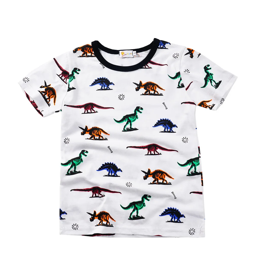 Vgiee/топы для мальчиков, футболки детская Рождественская рубашка короткая рубашка Летняя одежда для маленьких мальчиков возрастом от 2 до 8 лет, с рисунком динозавра, CC245 - Цвет: White