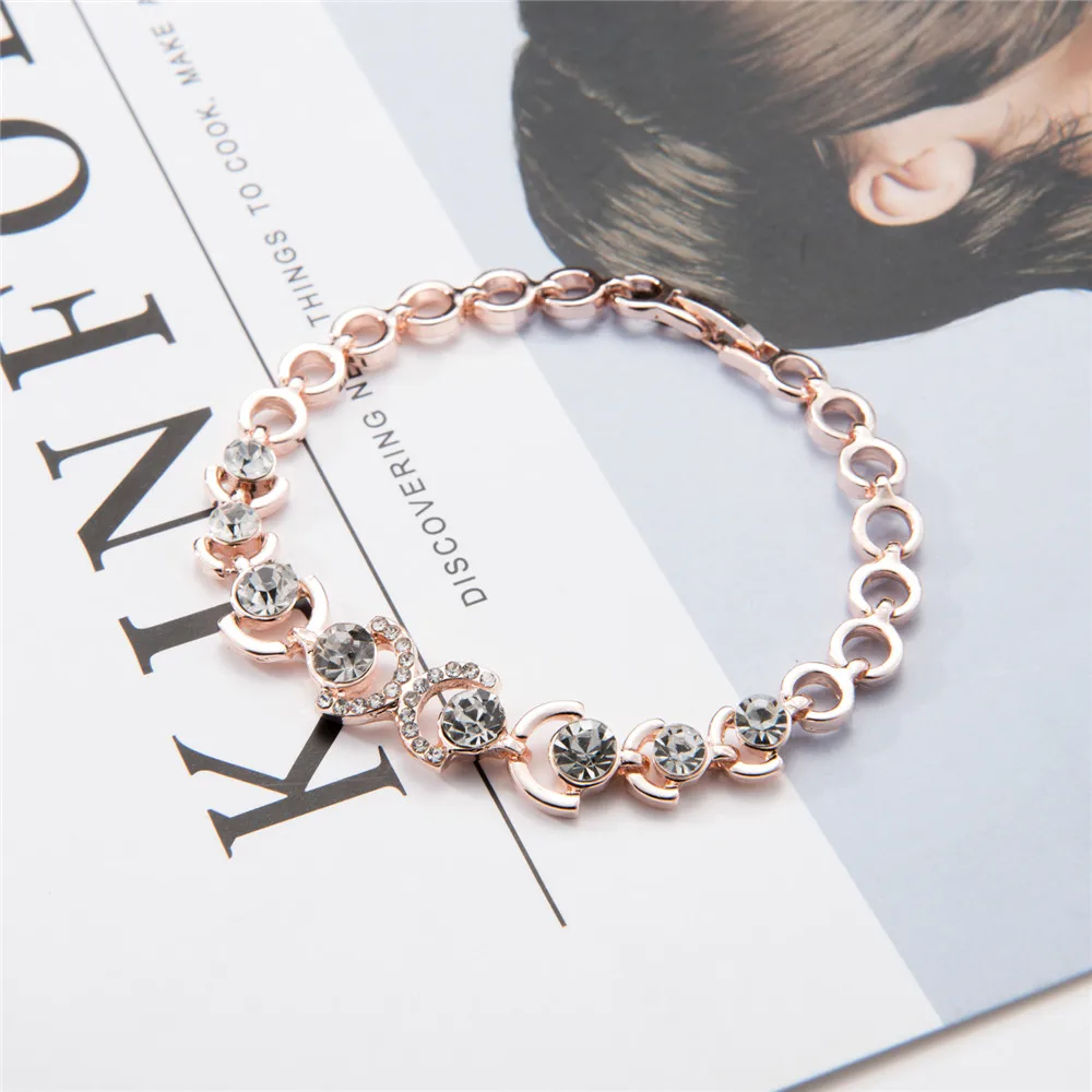 Gold and ice Crystal Bracelets for Women European & American Romantic Bracelet Classic Jewelry B162