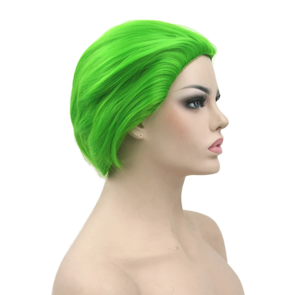 Soowee Short Straight Synthetic Hair Halloween Green Cosplay Wigs Party