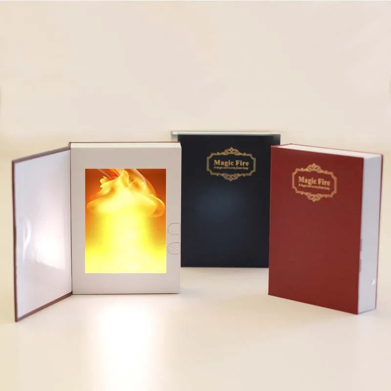 

Decor Nightlight LED Flame Effect Magic Fire Light Creative Book Shape Lights Flickering Emulation Decorative Lamp Gift IY303153
