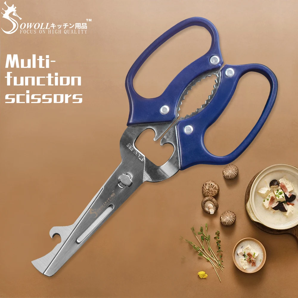 

SOWOLL Professional Kitchen Tool Multipurpose and Detachable Stainless Steel Scissor Long Lasting Sharp and Durable Shear cutter