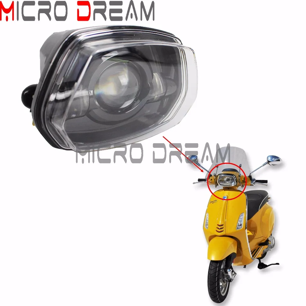 

Motorcycle LED Headlight Assembly High or Low Beam Head Light for Vespa Sprint 150 GL Super GTR Scooter 30/50W Front Headlamp