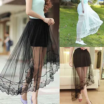 

Fashion Women's High Waisted Lace Floral Crochet Tutu Skirts Skater Swing Pleated Summer Sundress Skirt Clothes