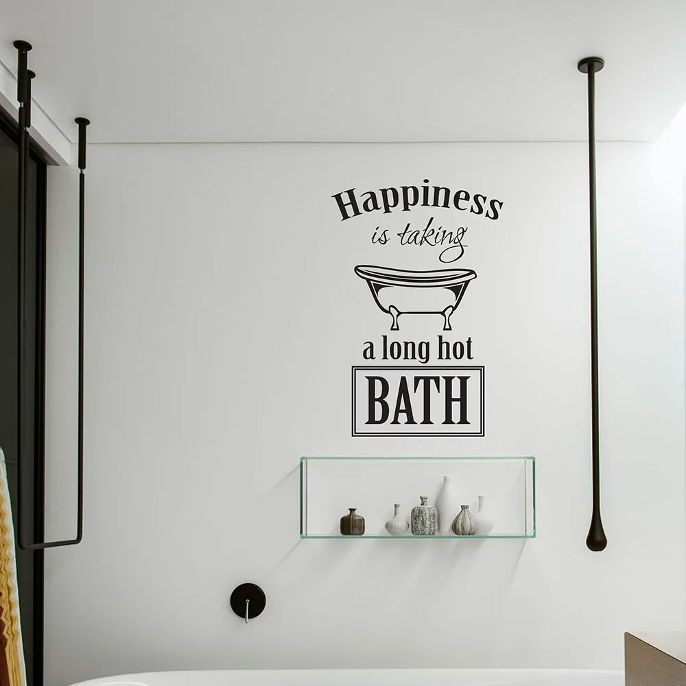 Наклейки на стену с надписью Happiness is Take a long hot Bath|Наклейки стену| |