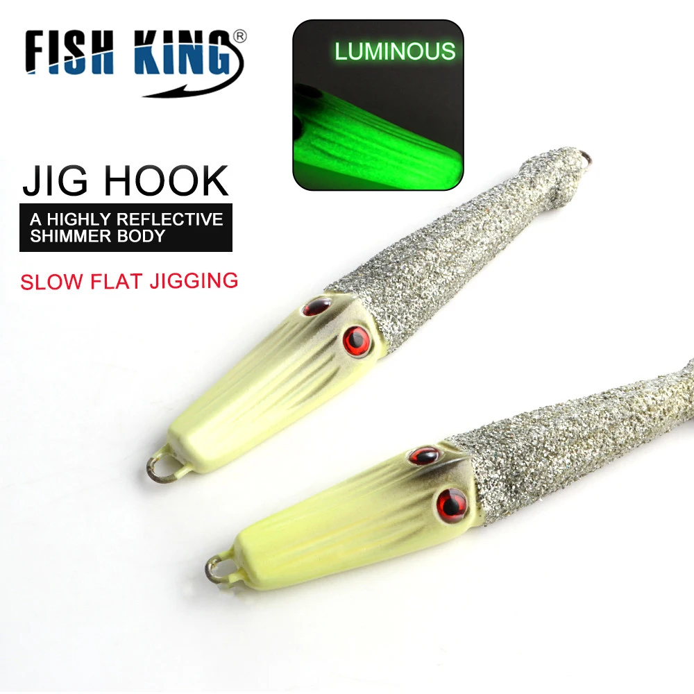 FISH KING Jig Spoon Jigging Lead Fish Luminous 205g230g 145mm155mm Sea Bass Fishing Lure Artificial Bait Tackle FISH KING Jig Spoon Jigging Lead Fish Luminous 205g230g 145mm155mm Sea Bass Fishing Lure Artificial Bait Tackle