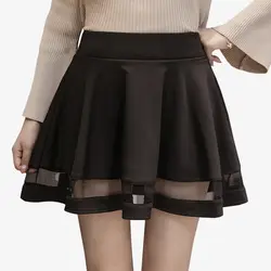 Черная юбка-пачка из тюля для школы, Женская плиссированная юбка с высокой талией, однотонная Мини Милая уличная Женская юбка, осенняя
